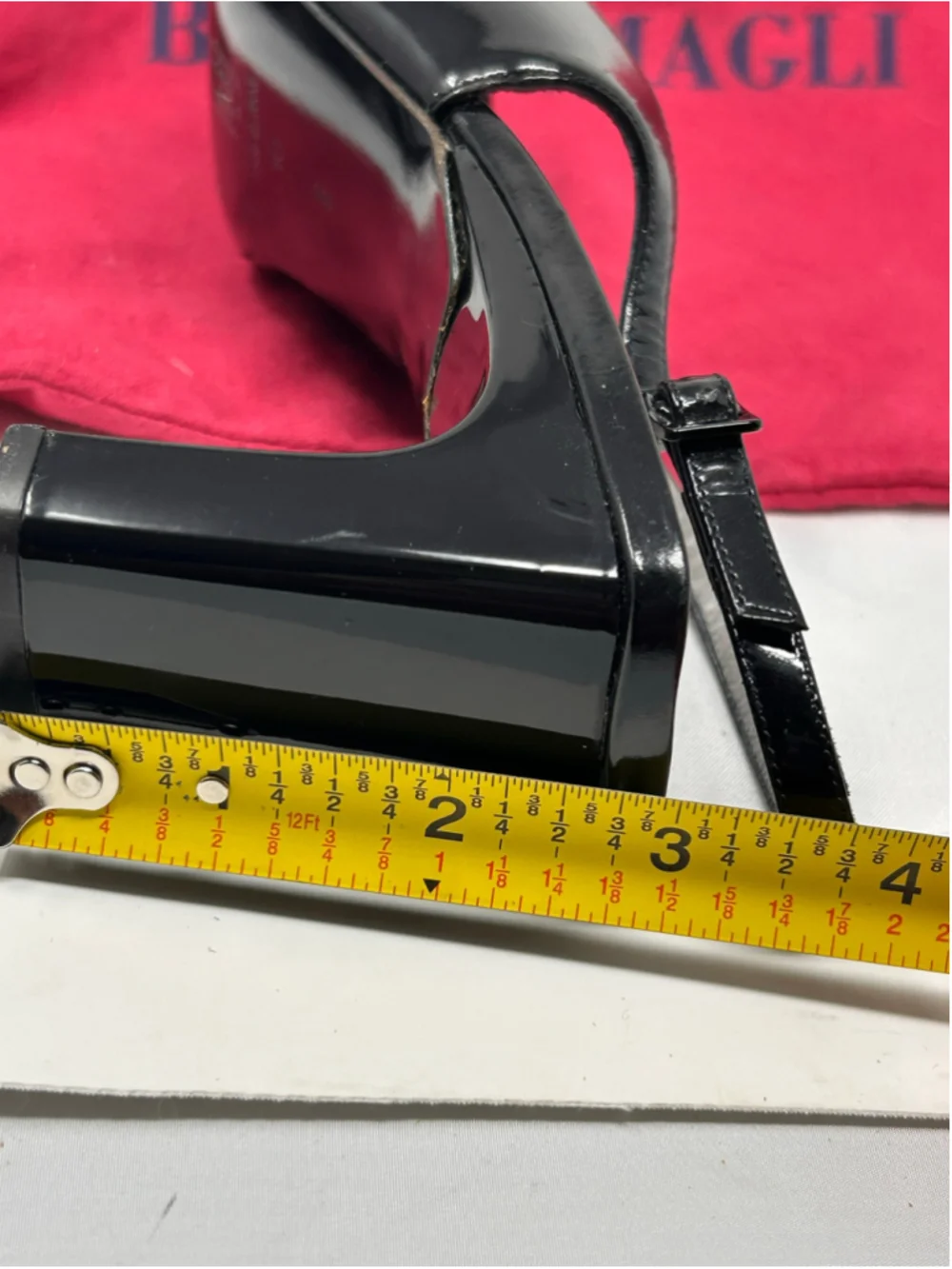Bruno Magli Black Patent Leather Slingback Heels Size 10 Square Toe